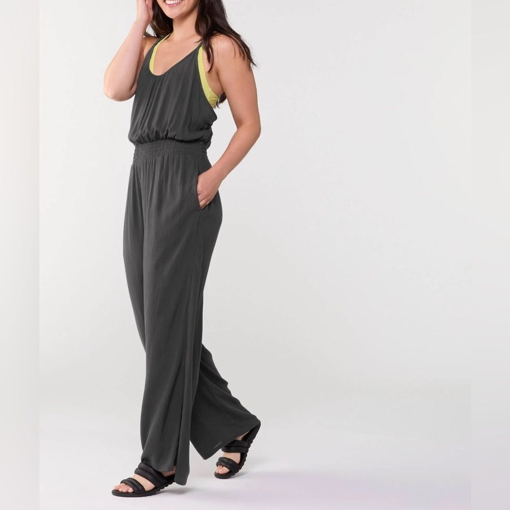 NWT Prana Fernie Wide Leg Jumpsuit Tank Romper Black Beach Lightweight Size M - Picture 1 of 4